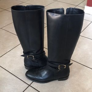 BURBERRY black leather adelaide riding boots